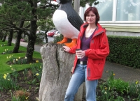 Eva and the Puffin, Oregon March 2010