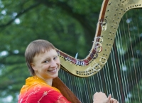 Hanka the Harp player, Treboň. Czech Republic. June 2009